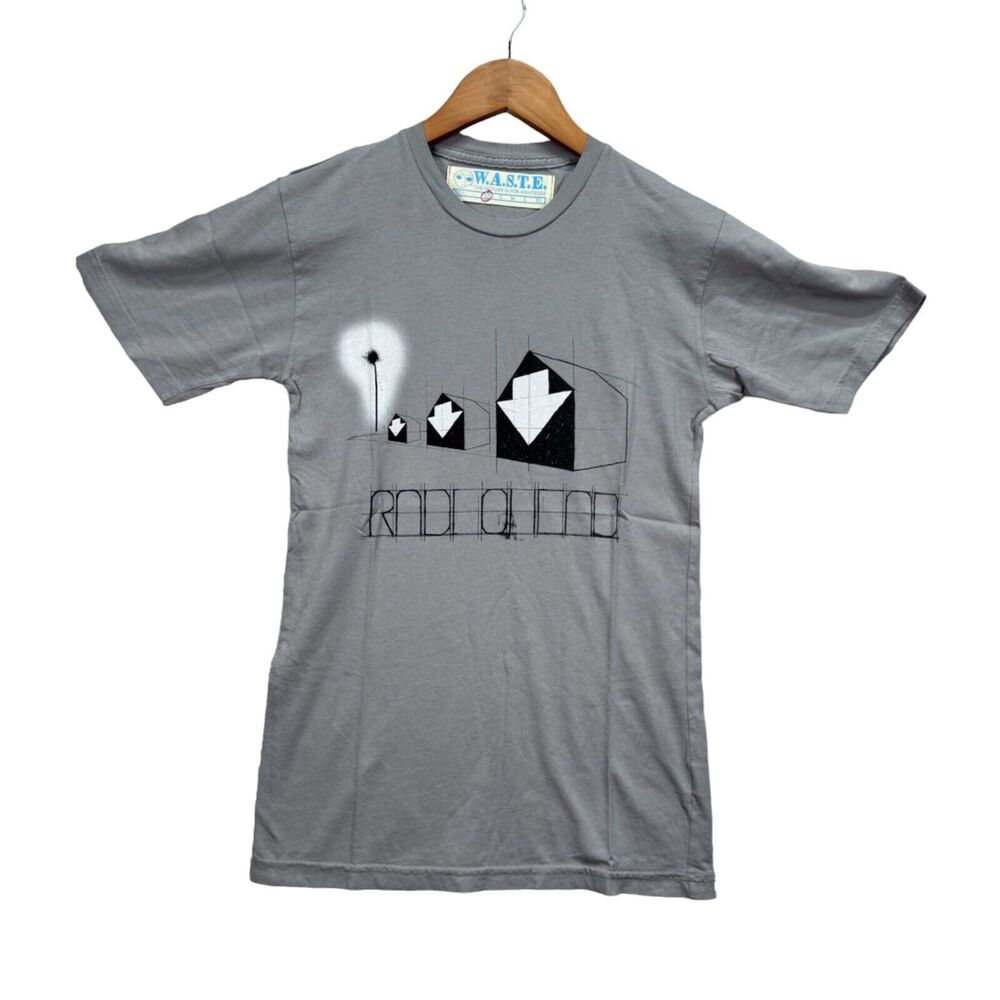 Radiohead T-Shirt Official WASTE White Arrow Grey Stanley Donwood Men's XS NEW